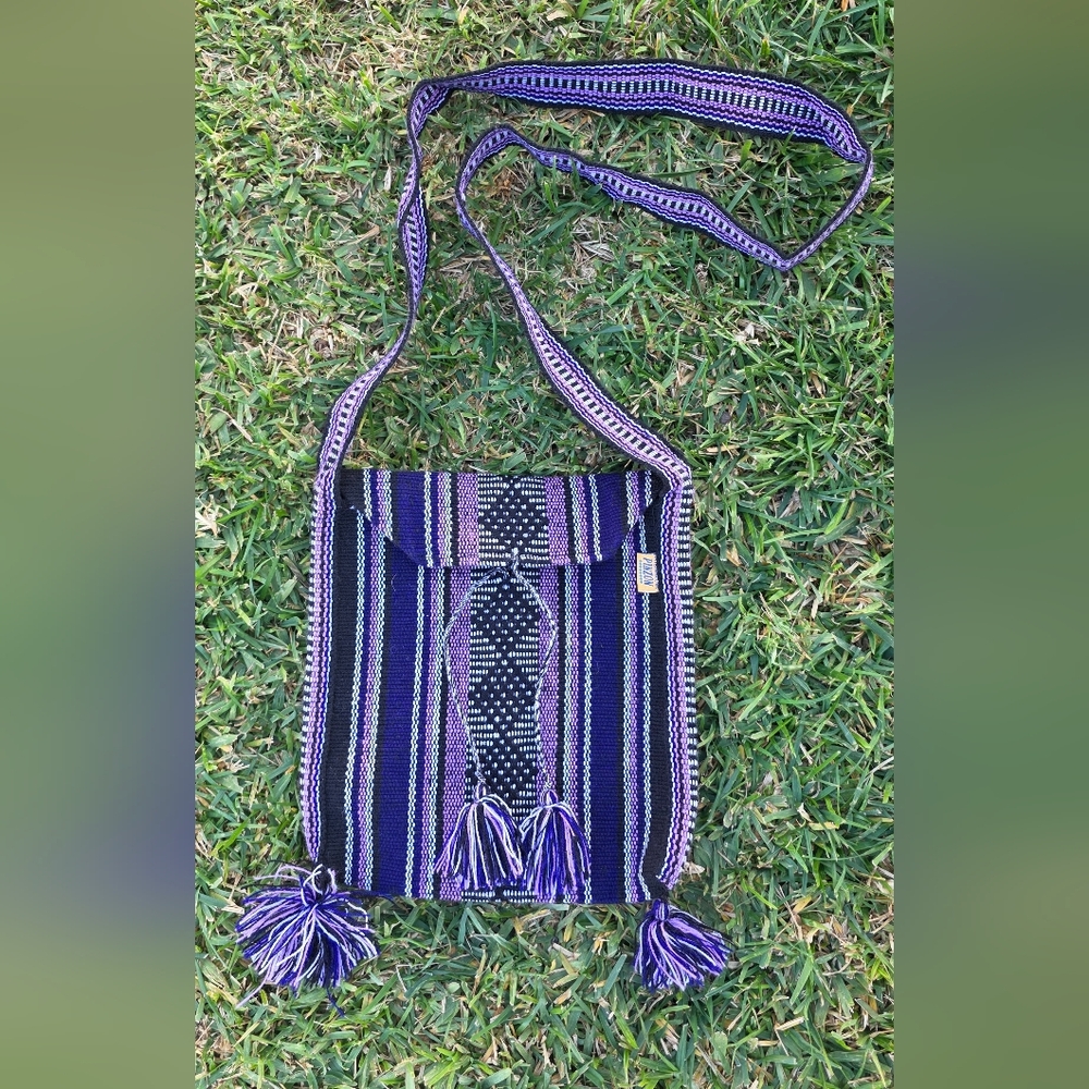 PINZON Artesanias Boho Purple Crossbody Bag Purse Mexican Woven Hippie